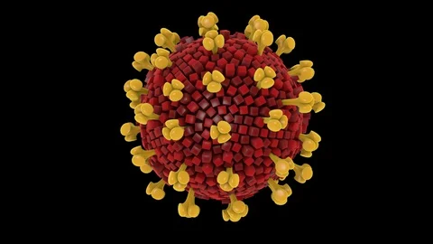 Living Pixel 3D Virus Covid 19 Looped With Luma Matte Stock-Footage 129046653