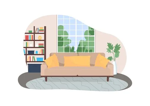 Living room 2D vector web banner, poster 스톡 일러스트
