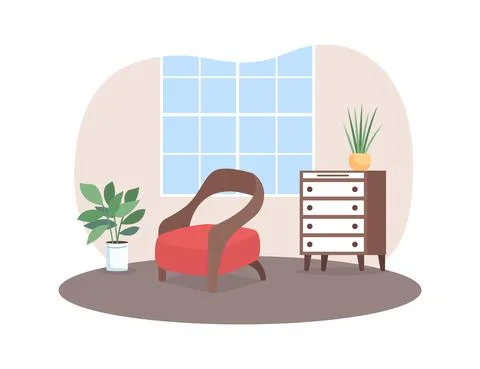 Living room 2D vector web banner, poster 스톡 일러스트