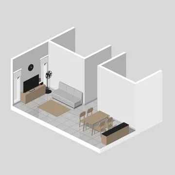 Living Room 3D Isometric Vector Illustration Illustrazione stock