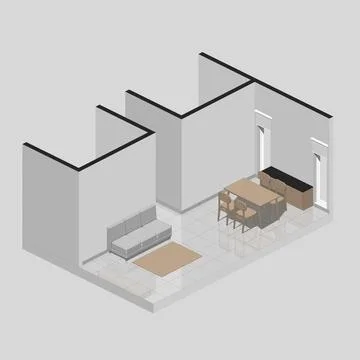Living Room 3D Isometric Vector Illustration 02 Stock Illustration