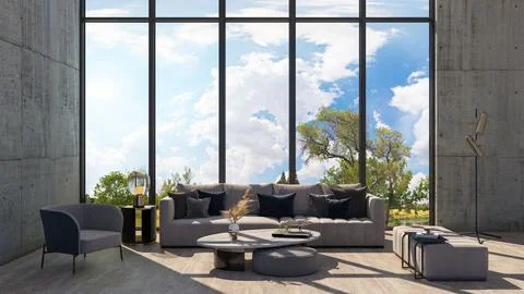 Living room 3d render Stock Illustration