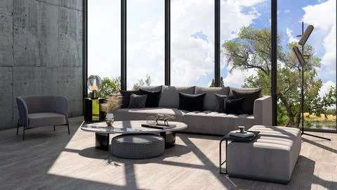 Living room 3d render Stock Illustration