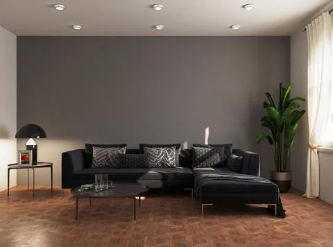 Living room 3d render Stock Illustration