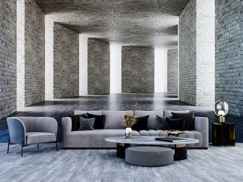 Living room 3d render Stock Illustration