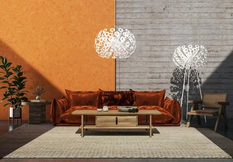 Living room 3d render Stock Illustration