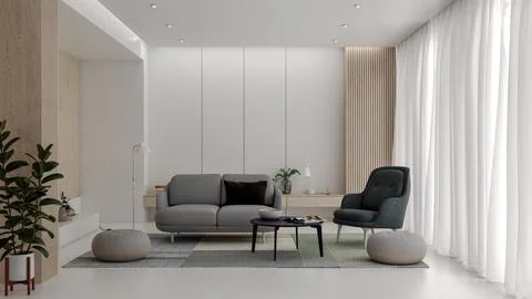 Living room 3d render Stock Illustration