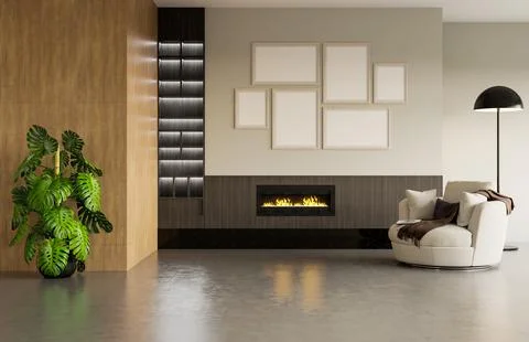 Living room 3d render Stock Illustration