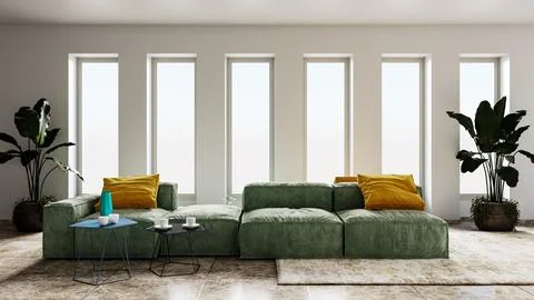 Living room 3d render Stock Illustration