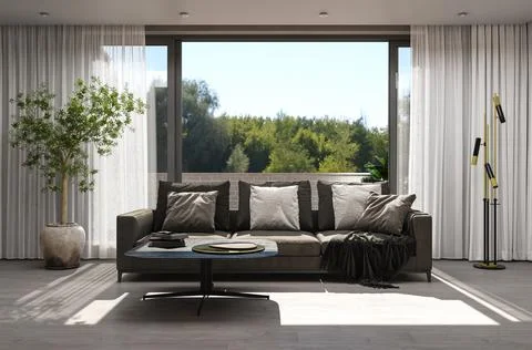 Living room 3d render Stock Illustration