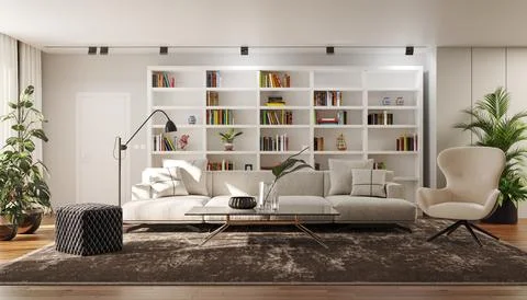 Living room 3d render Stock Illustration