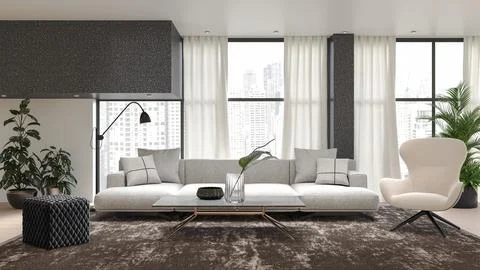Living room 3d render Stock Illustration