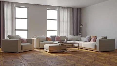 Living room 3d render Stock Illustration