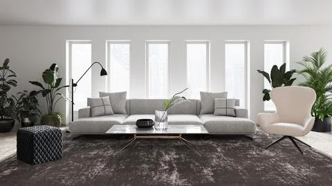 Living room 3d render Stock Illustration