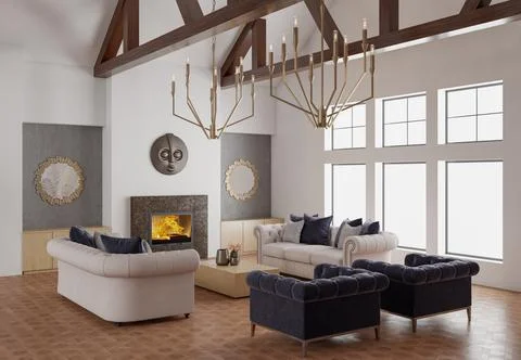 Living room 3d render Stock Illustration