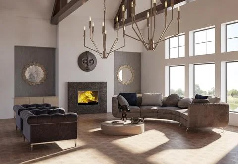 Living room 3d render Illustrazione stock