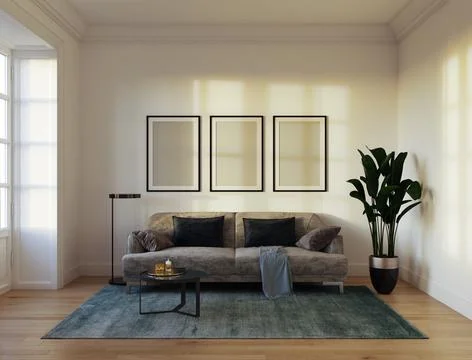Living room 3d render Stock Illustration