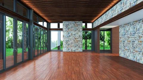 Living room 3d render Stock Illustration