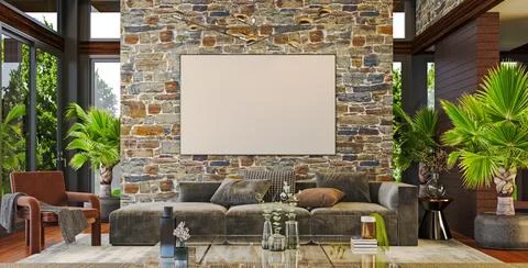 Living room 3d render Stock Illustration