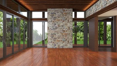 Living room 3d render Stock Illustration