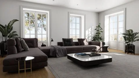Living room 3d render Stock Illustration