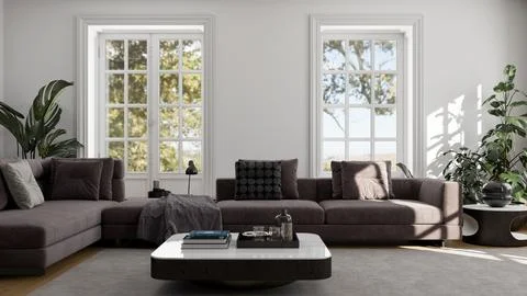 Living room 3d render Stock Illustration