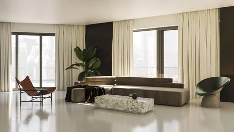 Living room 3d render Stock Illustration