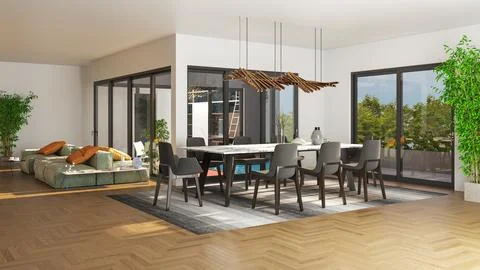 Living room 3d render Stock Illustration