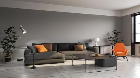 Living room 3d render Stock Illustration