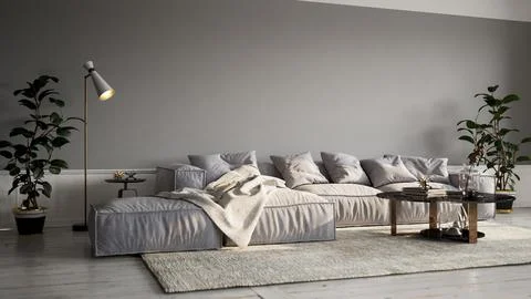 Living room 3d render Stock Illustration