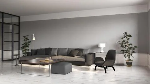 Living room 3d render Stock Illustration