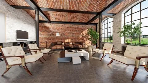 Living room 3d render Stock Illustration