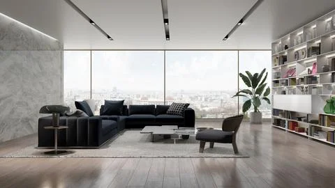 Living room 3d render Stock Illustration