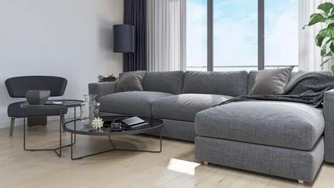 Living room 3d render Stock Illustration