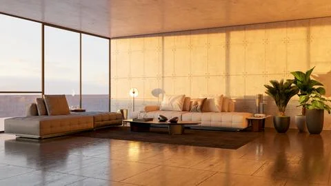 Living room 3d render Stock Illustration