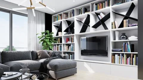 Living room 3d render Illustrazione stock