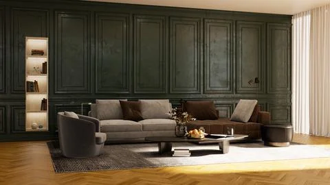 Living room 3d render Stock Illustration