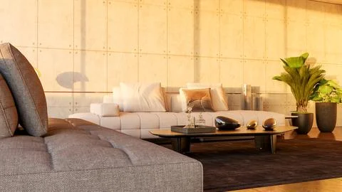 Living room 3d render Stock Illustration