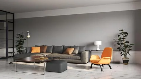 Living room 3d render Stock Illustration