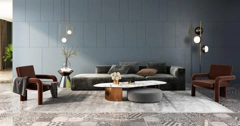 Living room 3d render Stock Illustration