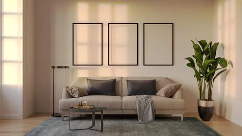Living room 3d render Stock Illustration