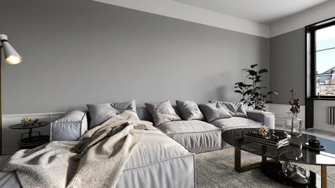 Living room 3d render Stock Illustration