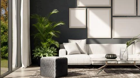 Living room 3d render Stock Illustration