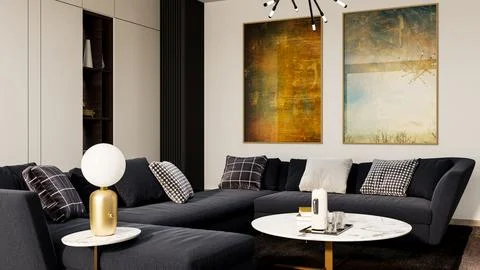 Living room 3d render Stock Illustration