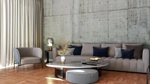 Living room 3d render Stock Illustration