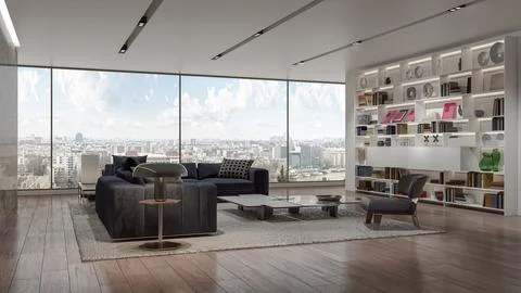 Living room 3d render Stock Illustration