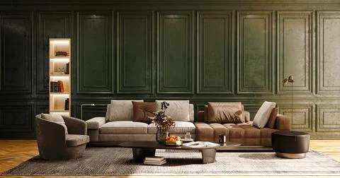 Living room 3d render Stock Illustration