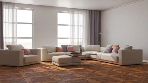 Living room 3d render Stock Illustration