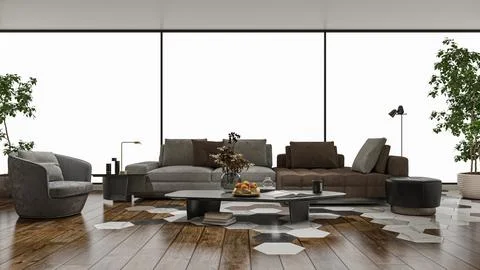 Living room 3d render Stock Illustration