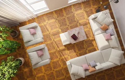 Living room 3d render Stock Illustration
